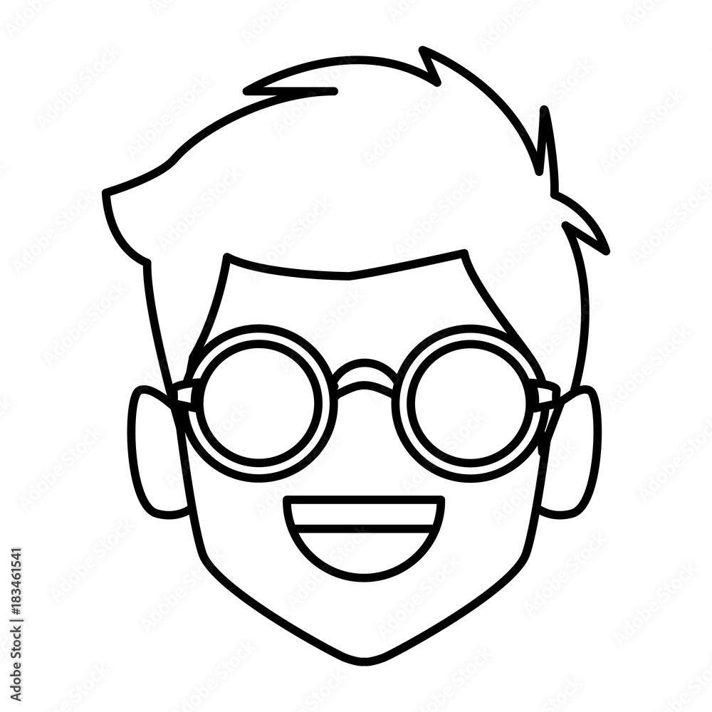 Geek man with round frame glasses icon vector illustration graphic design Geek man with round frame glasses icon vector illustration graphic design