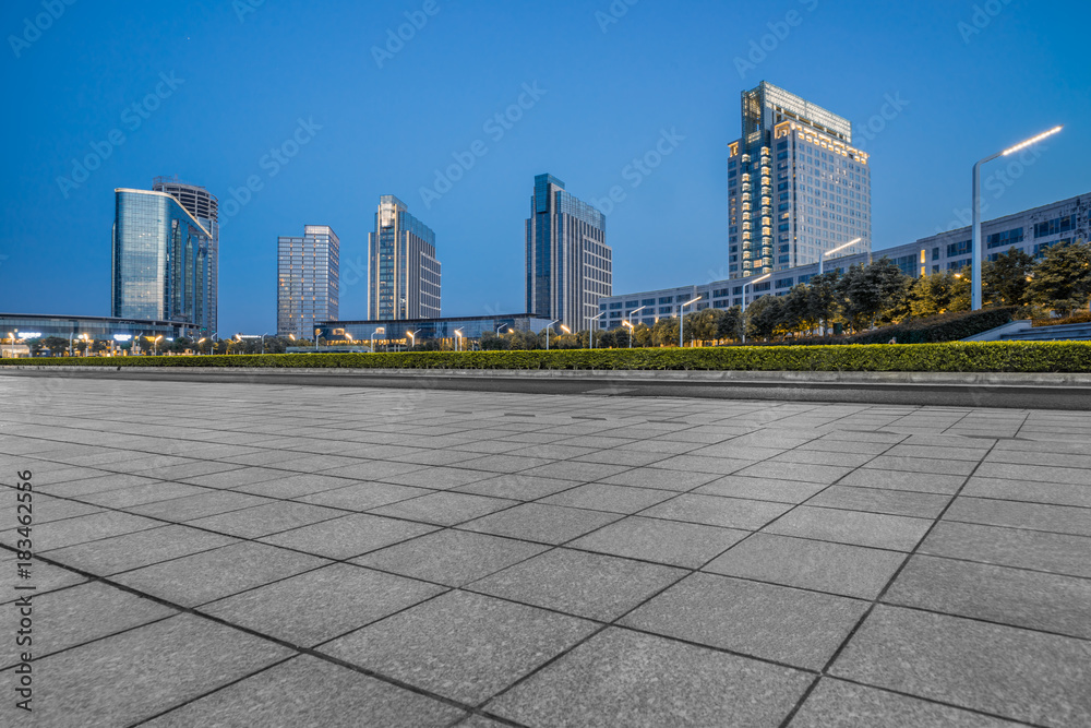 modern buildings and empty pavement in china..