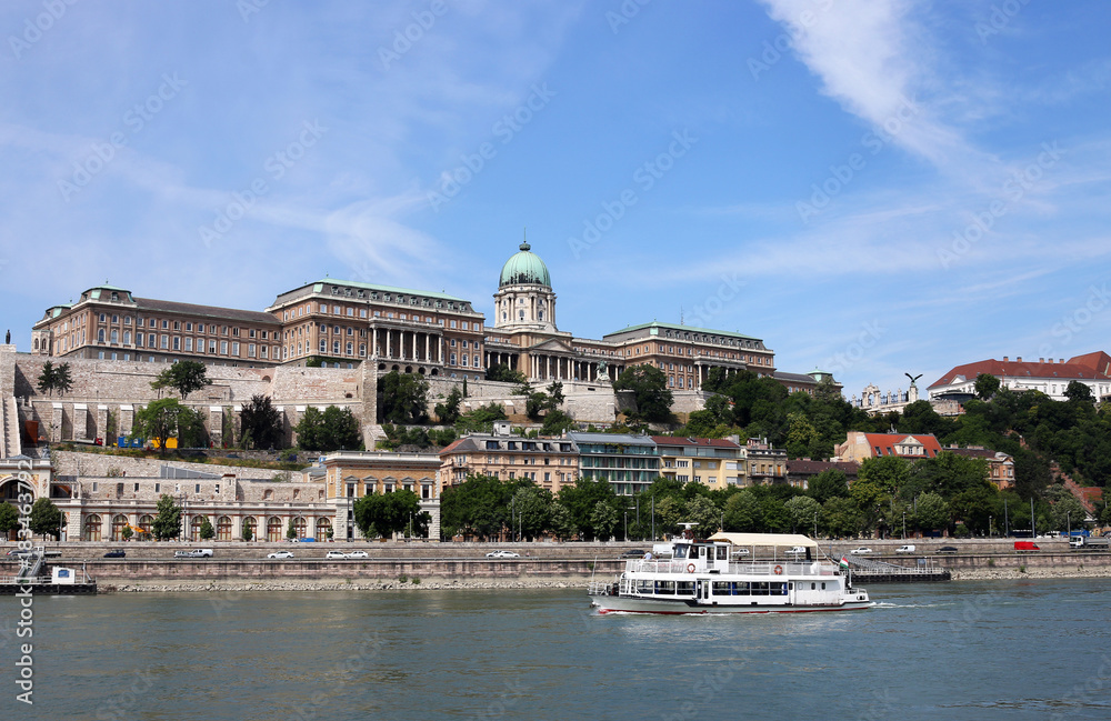 Royal palace on Danube river Budapest city Hungary