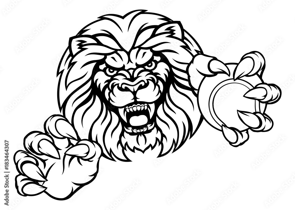 Lion Tennis Ball Sports Mascot Lion Tennis Ball Sports Mascot