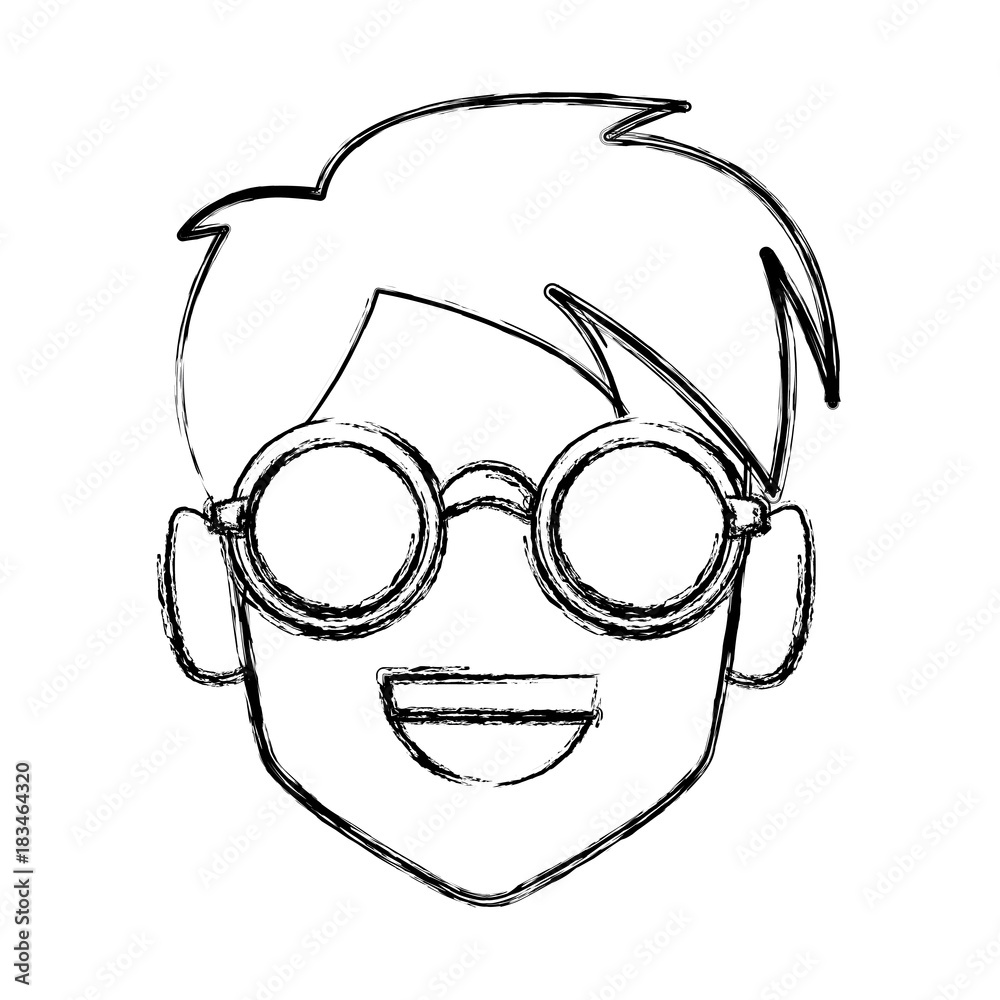 Geek man with round frame glasses icon vector illustration graphic design Geek man with round frame glasses icon vector illustration graphic design