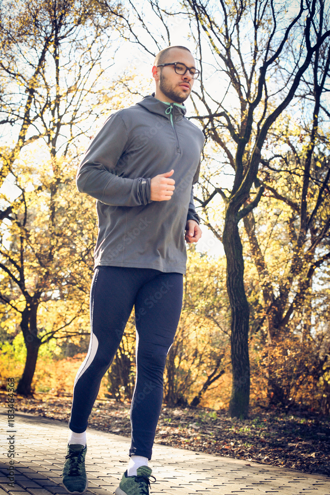 Man run trough nature. On the move. Man run trough nature. On the move.
