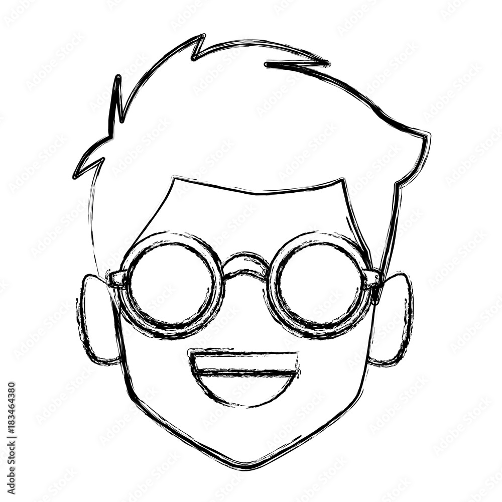 Geek man with round frame glasses icon vector illustration graphic design Geek man with round frame glasses icon vector illustration graphic design