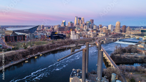 Minneapolis Skyline at Sunrise - Cityscape - Aerial photo