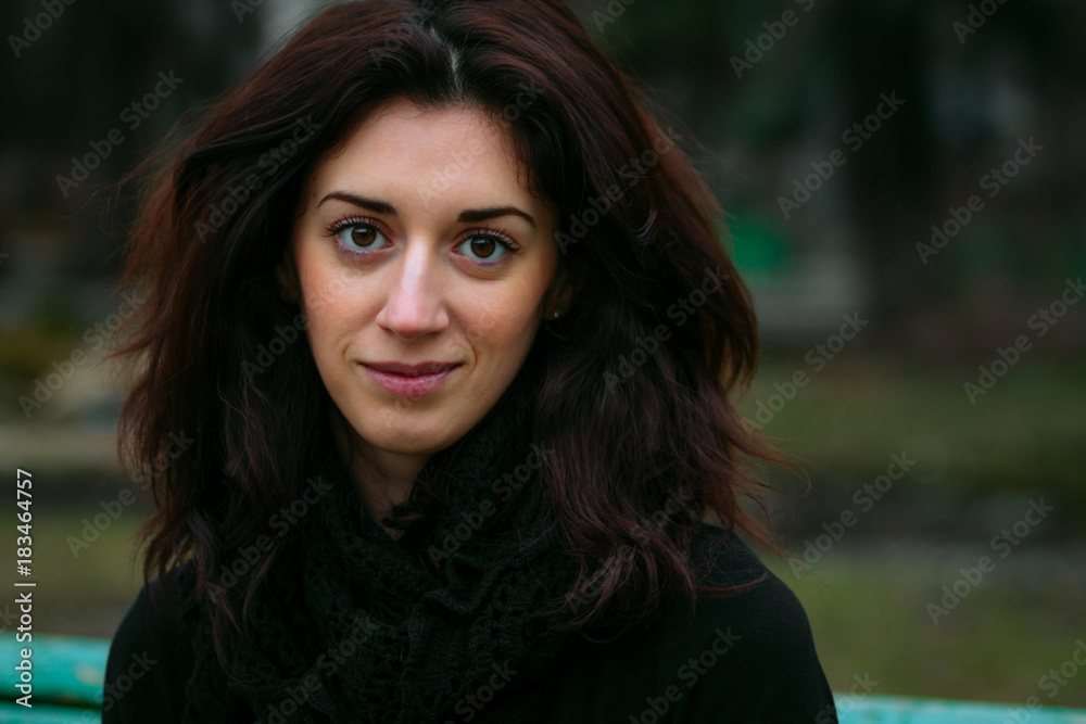 Portrait of a beautiful young girl in park. Portrait of a beautiful young girl in park.