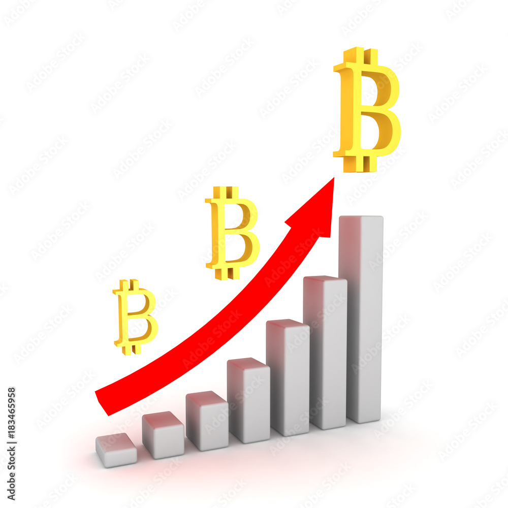 3D graph chart with columns showing the growth of bitcoin 3D graph chart with columns showing the growth of bitcoin