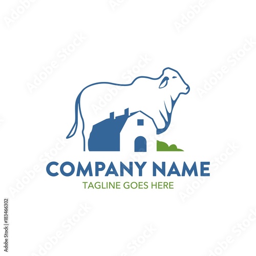 cattle farm logo illustration. vector. editable