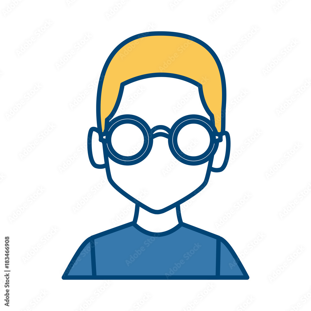 Geek man with round frame glasses icon vector illustration graphic design Geek man with round frame glasses icon vector illustration graphic design