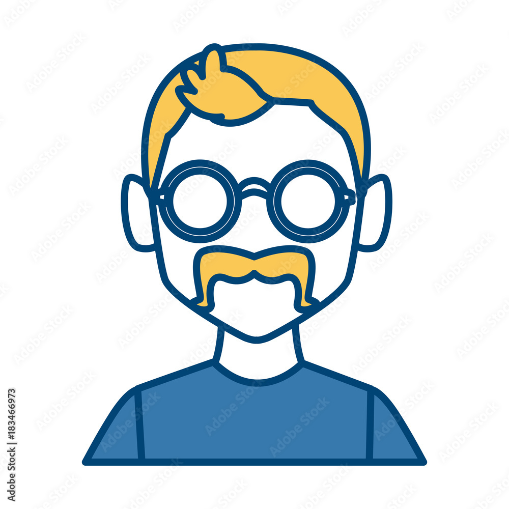 Geek man with round frame glasses icon vector illustration graphic design Geek man with round frame glasses icon vector illustration graphic design