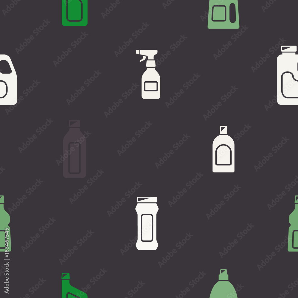 Seamless pattern with cleaning chemical products for your design