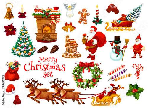 Christmas and New Year holiday icon of Xmas design