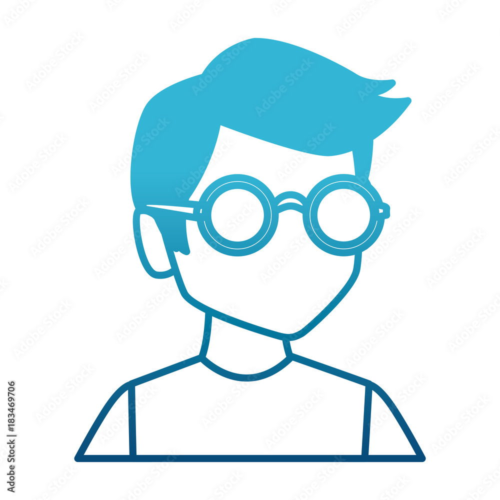 Geek man with round frame glasses icon vector illustration graphic design Geek man with round frame glasses icon vector illustration graphic design