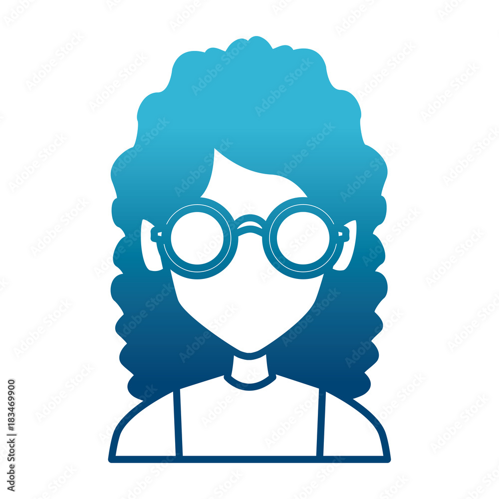 Geek girl with round frame glasses icon vector illustration graphic design Geek girl with round frame glasses icon vector illustration graphic design