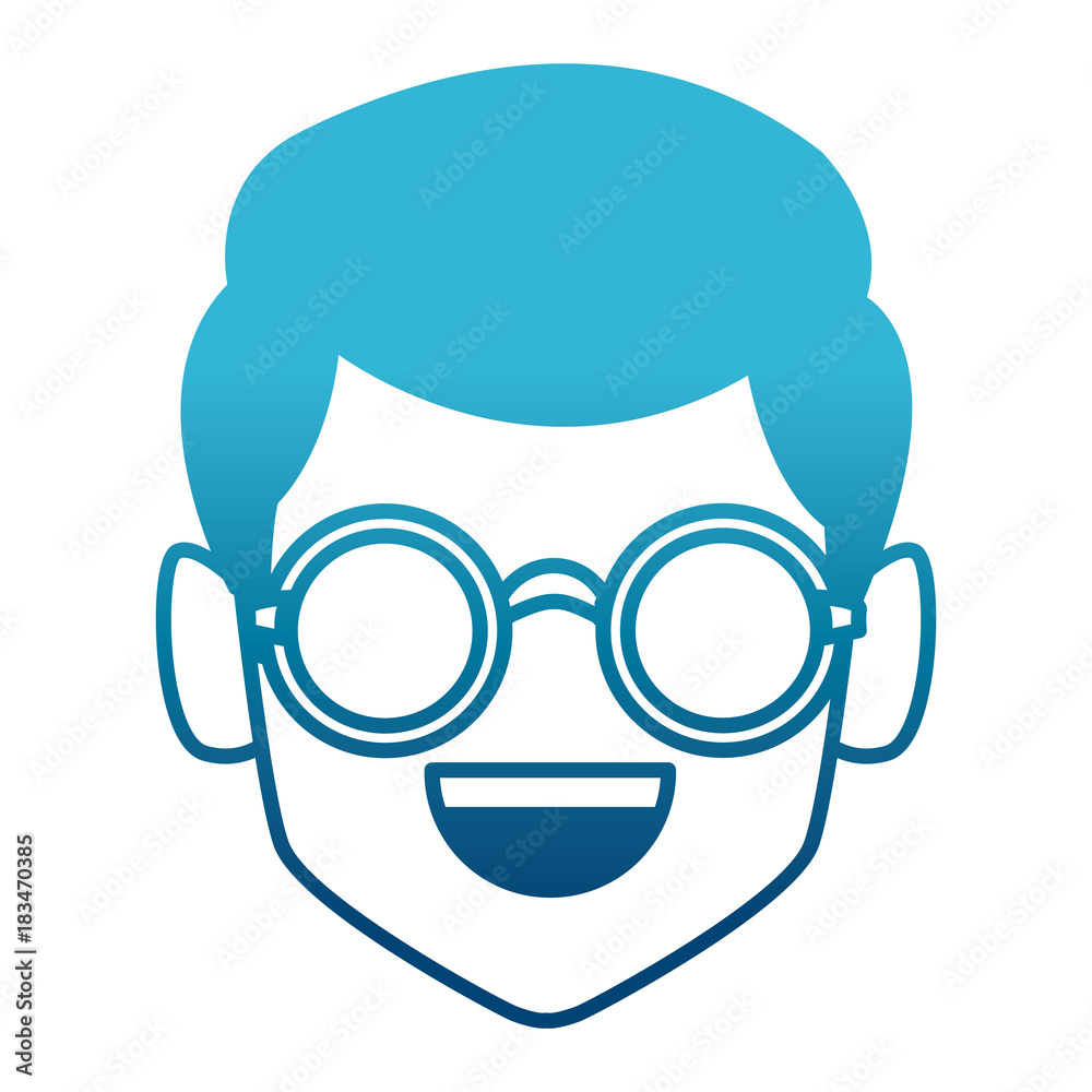 Geek man with round frame glasses icon vector illustration graphic design Geek man with round frame glasses icon vector illustration graphic design