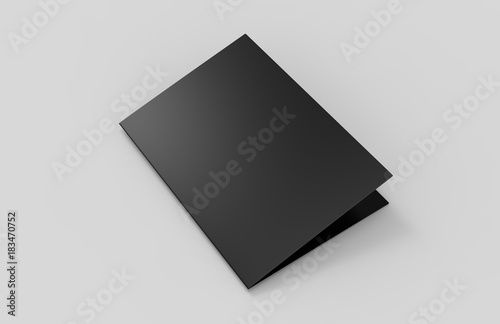 A3 half-fold brochure blank black template for mock up and presentation design. 3d illustration.