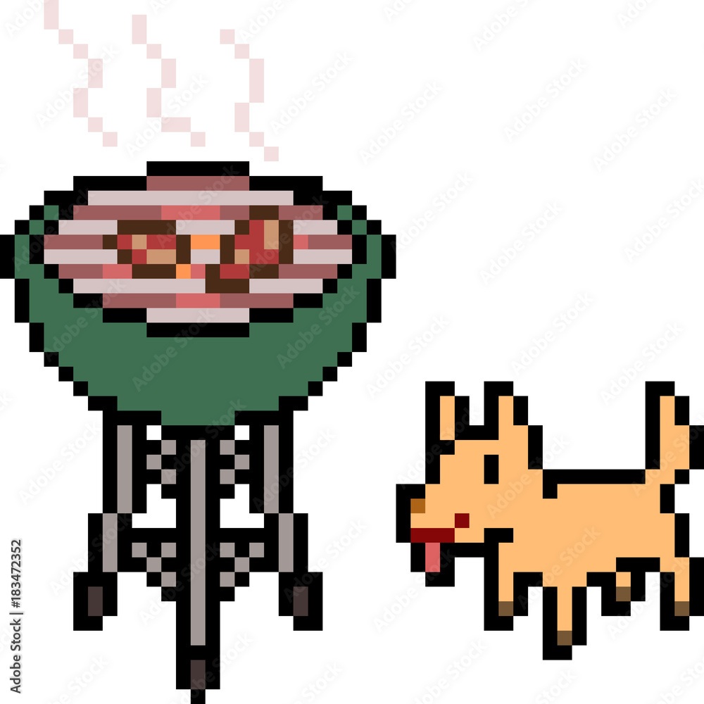 Fototapeta premium vector pixel art grill food