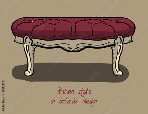 Bedside chair. A banquet in purple and beige colors. Italian style in interior design eps 10 illustration