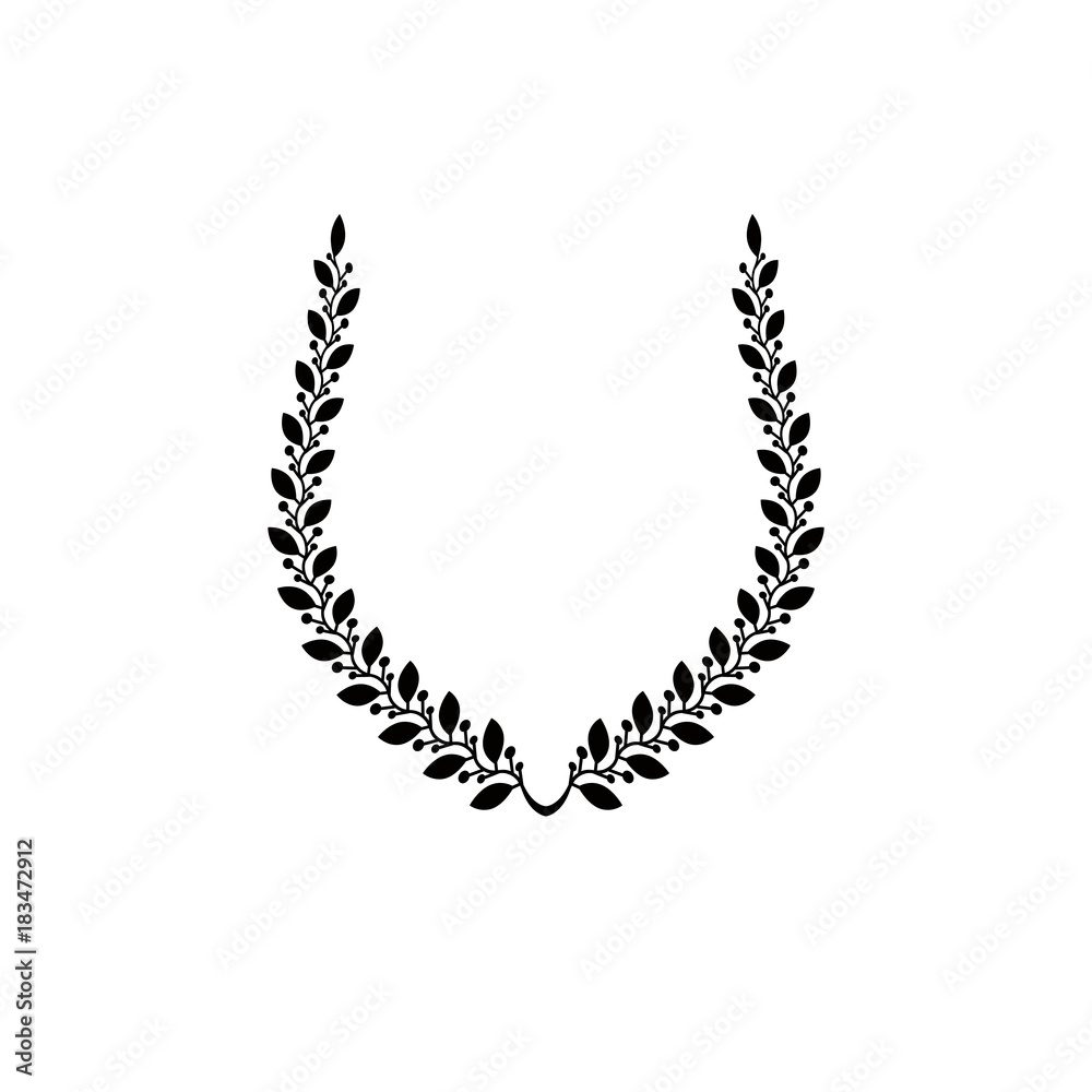 Obraz premium Laurel Wreath floral ancient emblem created in horseshoe shape. Heraldic vector design element. Retro style label, heraldry logo.