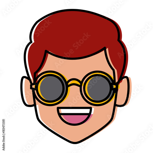 Geek man with round frame glasses icon vector illustration graphic design