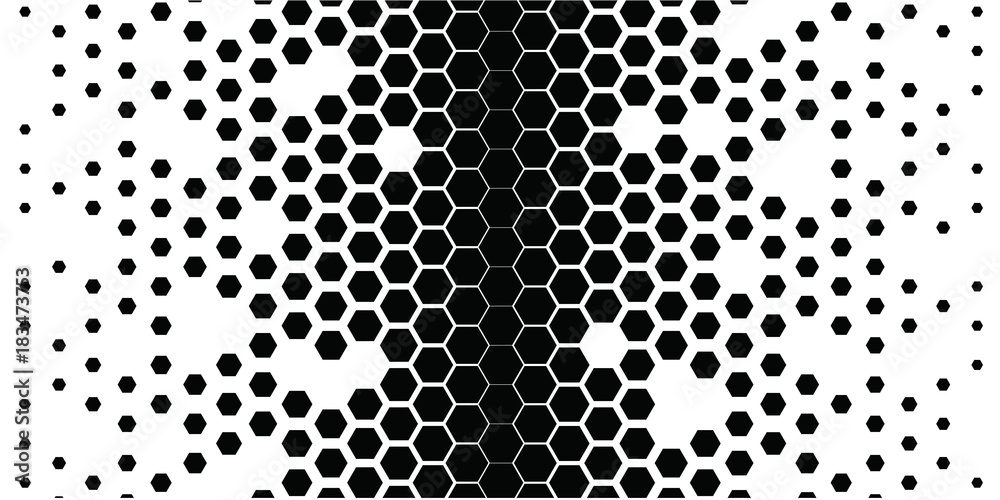 black_hexagons_on_white_2 - obrazy, fototapety, plakaty 