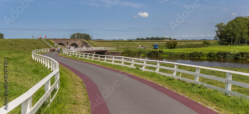 Panorama of the road to the lock of Aduarderzijl photo