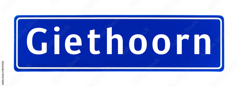 City limit sign of Giethoorn, The Netherlands City limit sign of Giethoorn, The Netherlands