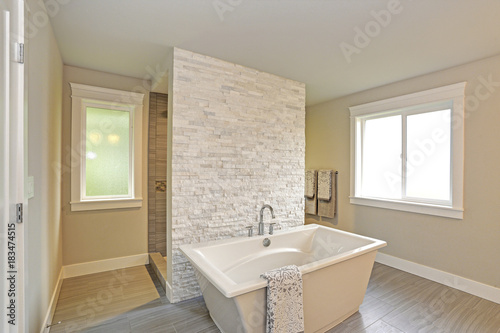 Amazing master bathroom with a freestanding bathtub