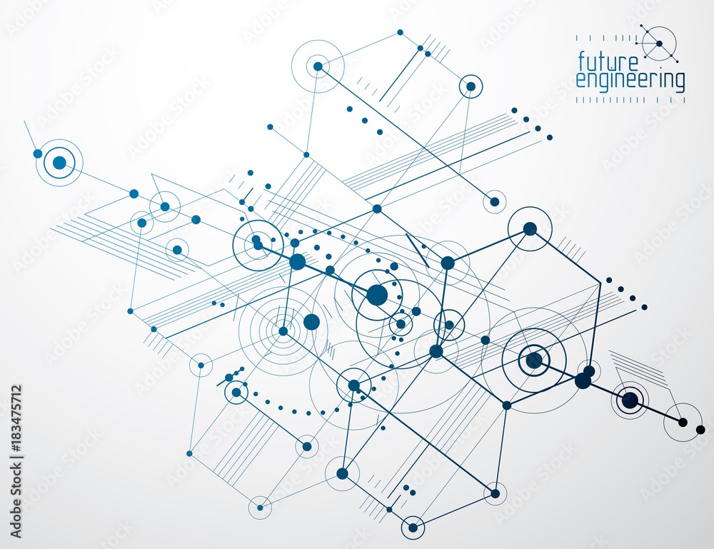 Engineering technology vector wallpaper made with hexagons, circles and lines. Technical drawing abstract background. Engineering technology vector wallpaper made with hexagons, circles and lines. Technical drawing abstract background.