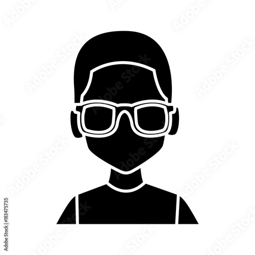 Geek man with round frame glasses icon vector illustration graphic design © Jemastock