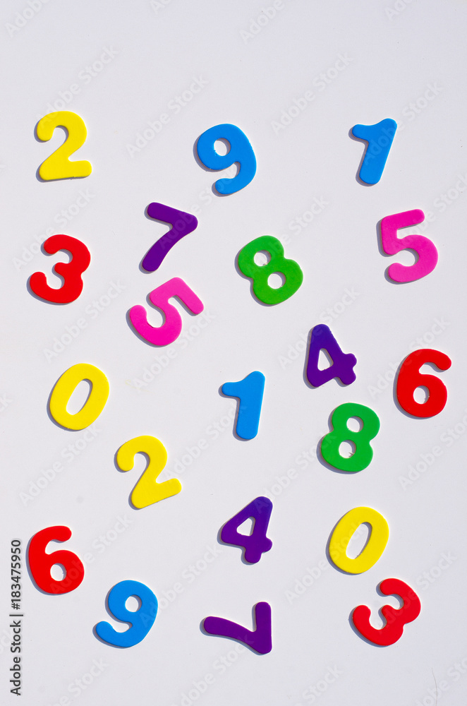 colored numbers and white background colored numbers and white background