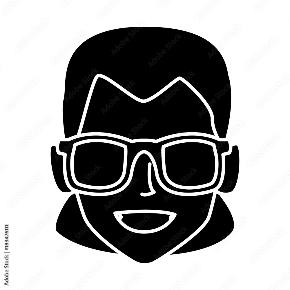 Geek girl with round frame glasses icon vector illustration graphic design Geek girl with round frame glasses icon vector illustration graphic design