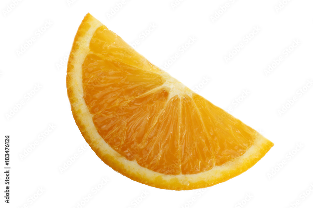 slice of orange isolated on white background