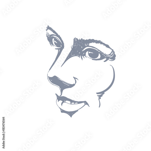 Vector drawing of pensive w...