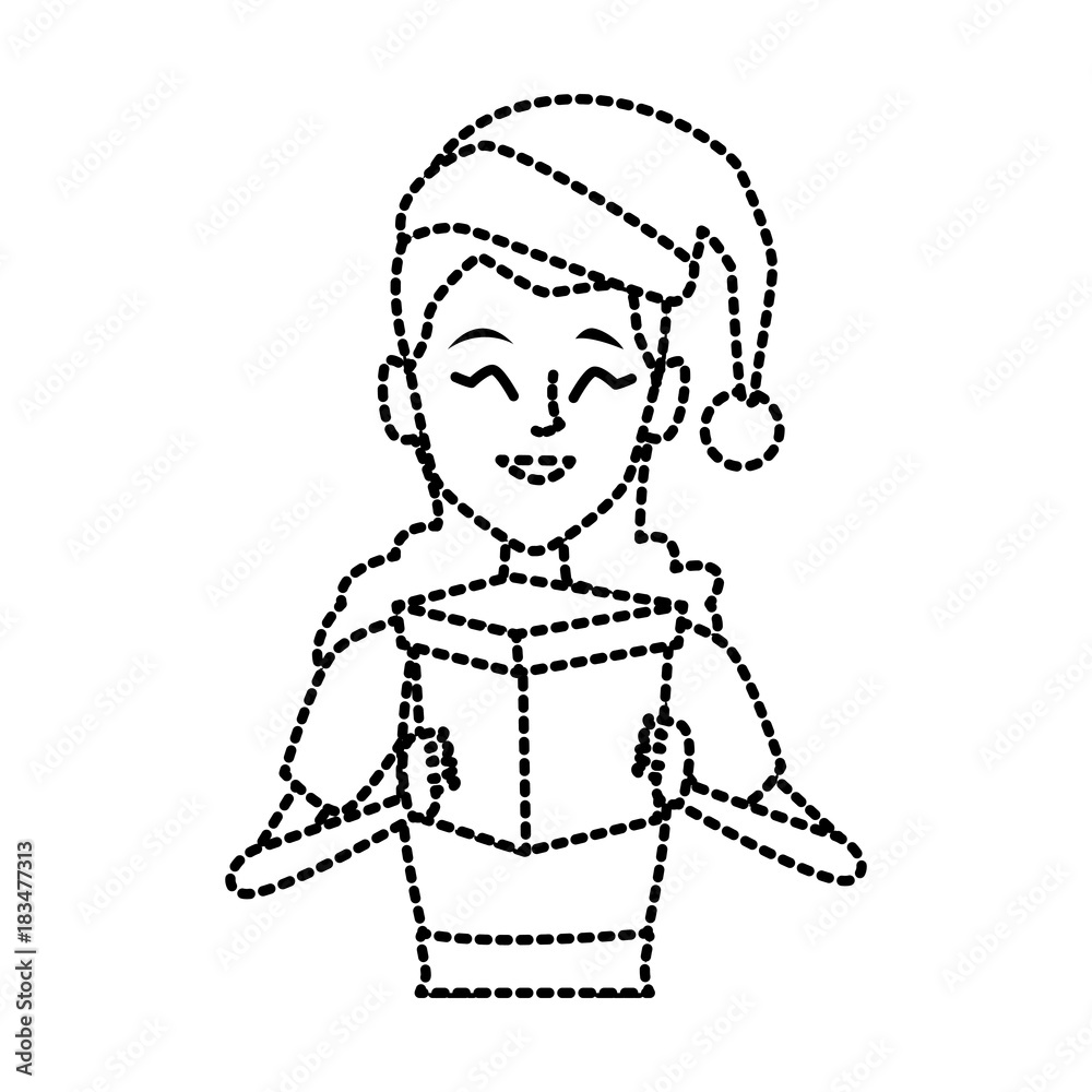 Woman with christmas giftbox icon vector illustration graphic design Woman with christmas giftbox icon vector illustration graphic design