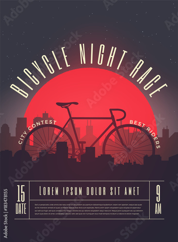 Bicycle Race Contest Poster Flyer Template. Vector Illustration.