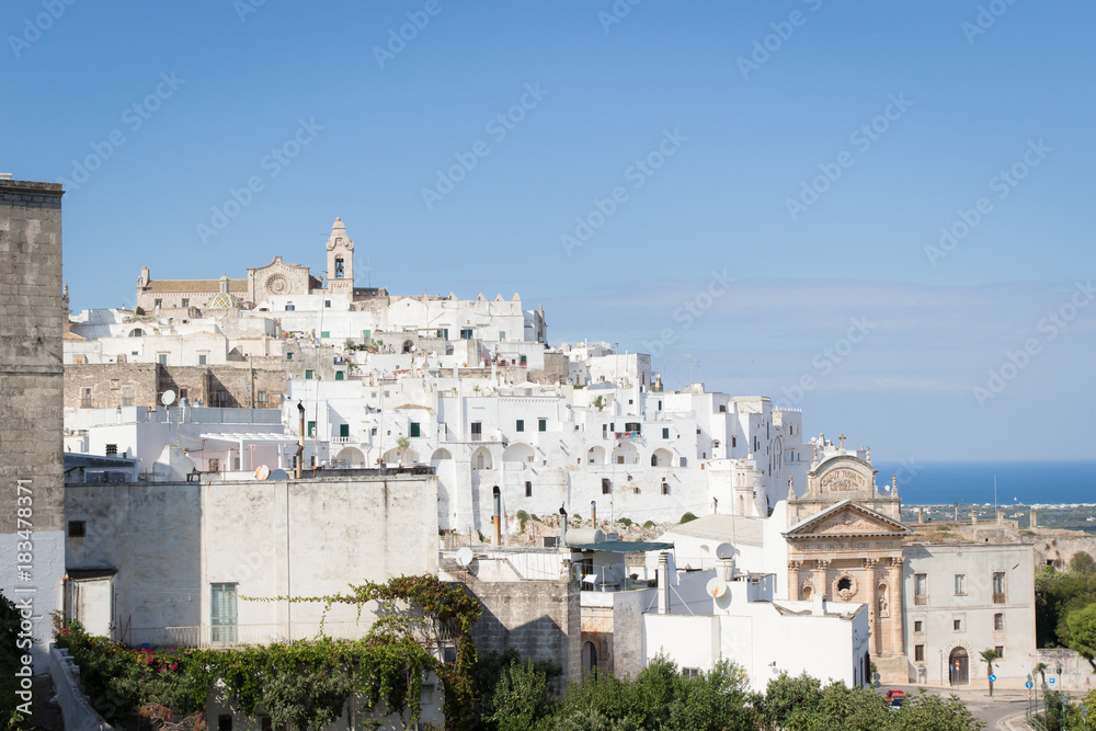 Panoramic view of Ostuni in Apulia, Italy, also known as 