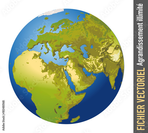 terre - globe - monde - planète - continent - Europe - Afrique - relief - Asie - océan - humanité - montagne - désert
