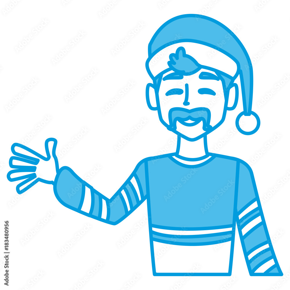 Young man with santa claus hat icon vector illustration graphic design