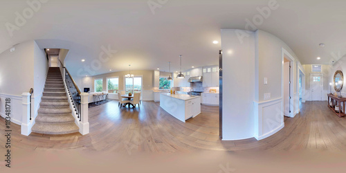 3d illustration spherical 360 degrees, seamless panorama of interior design