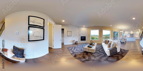 3d illustration spherical 360 degrees, seamless panorama of a house