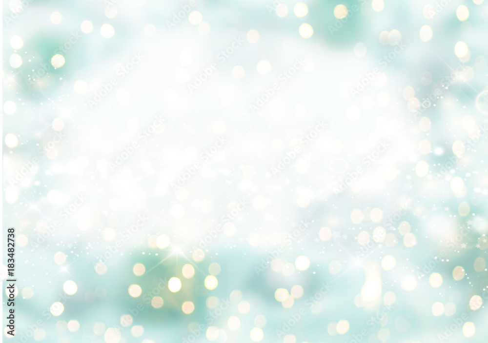 Festive holiday background with light delicate bokeh effect and drawing Decorative snow.