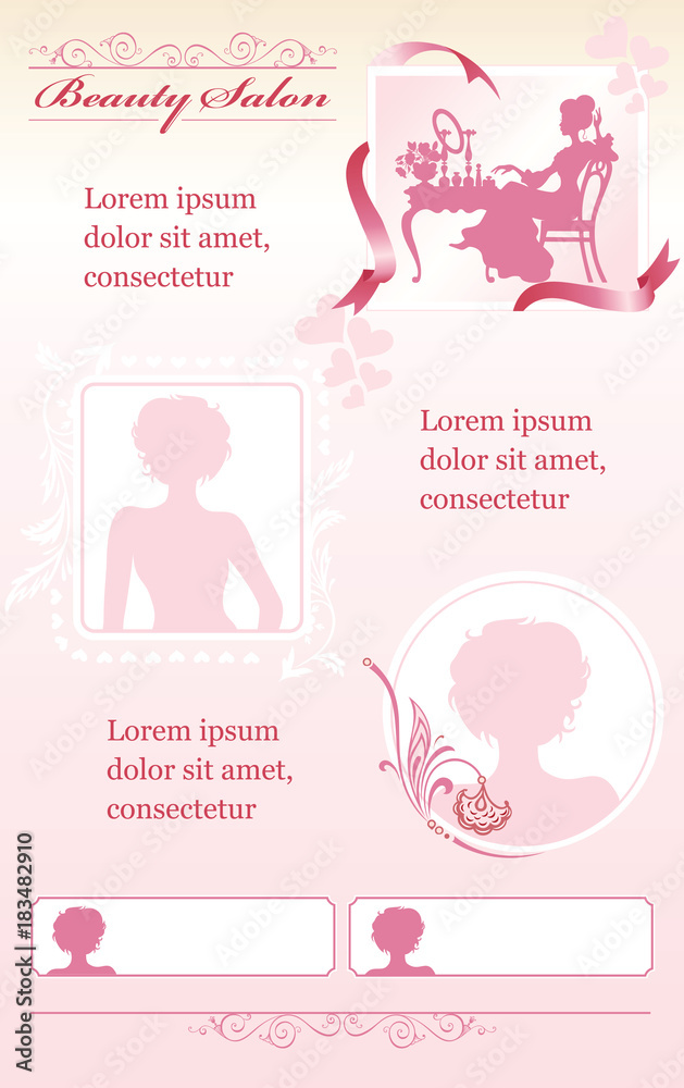 Beauty Theme Template, vector girl illustrations