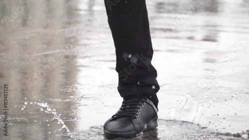 Slow motion Video of splashing water afer jump in the pool