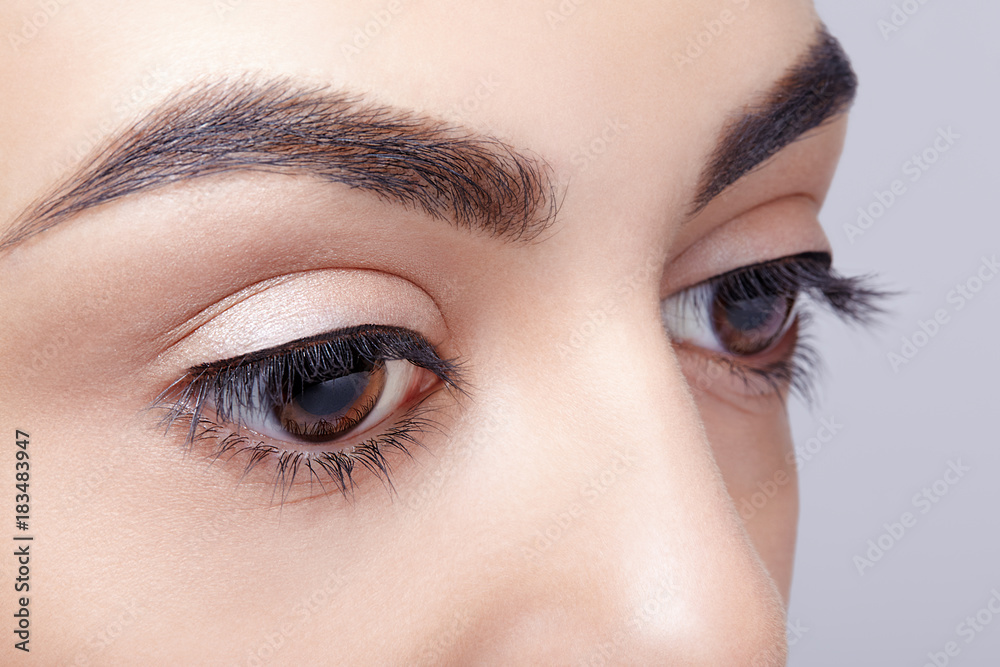 Female eye zone and brows with day makeup Female eye zone and brows with day makeup
