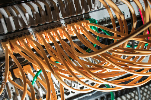 Internet wires in the server cabinet