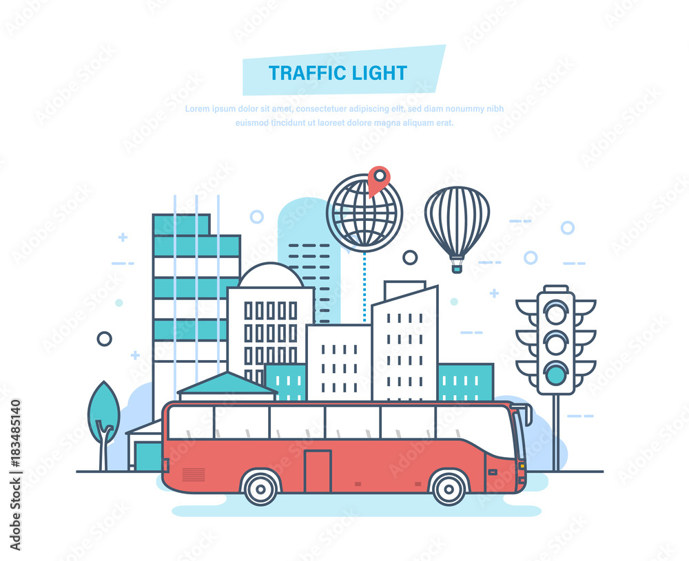 Urban landscape, street city, city transport, traditional street traffic light.