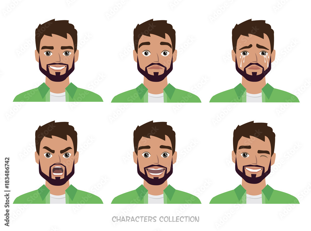 Character men hipster. A collection of several movements and emotions. Character men hipster. A collection of several movements and emotions.