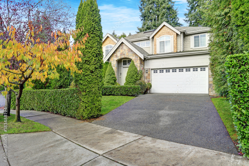 Beautiful curb appeal of Craftsman-inspired exterior