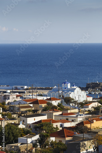 Morning view of Psara village and its main church.
