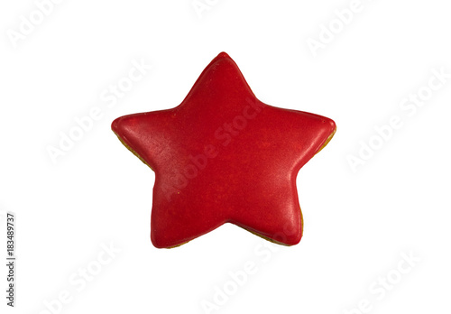Star shaped gingerbread cookie isolated on white background